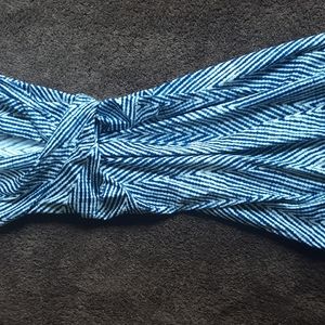 Samantha Sung White and Blue Striped Wrap Dress